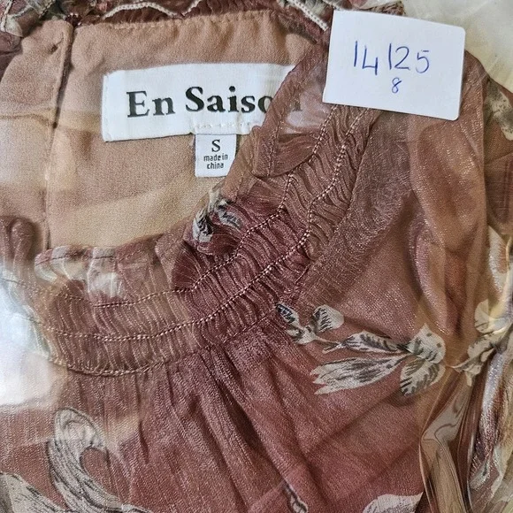 En Saison Dress S Nella Chiffon Tiered Floral Mini Lined Babydoll‎ Mauve Peasant - Picture 16 of 16